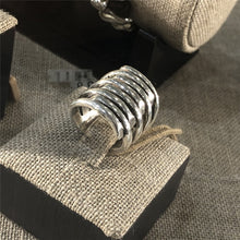 Indlæs billede til gallerivisning AGALIA #2D Irregular Multilayer Minimalist Silver Adjustable Rings