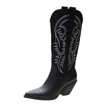 Laden Sie das Bild in den Galerie-Viewer, NOAH Female Embroidery High Heel Knee-High Cowboy Boots