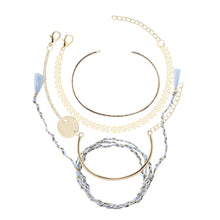 Indlæs billede til gallerivisning POE 4 Pcs/Set Vintage Gold e Weave Rope Chain Bohemian Sequin Heart Leaves Tassel Bracelet Set - Bali Lumbung