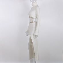 Cargar imagen en el visor de la galería, DEB Knitted Turtleneck Crop Top Long Sleeves Sweater High Waist Long Skirt Side Slit Dress Set