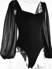Indlæs billede til gallerivisning RHONA Sheath Long Puff Sleeve Rompers Bodysuits Square Collar Fashion
