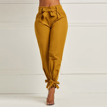 Load image into Gallery viewer, OMI Summer Solid Color Pants with Waist Belt Bowtie