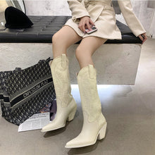 Load image into Gallery viewer, NOAH Female Embroidery High Heel Knee-High Cowboy Boots