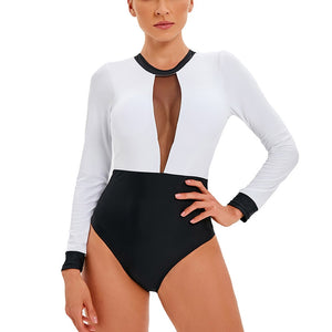 WAIOLA One Piece Colorblock Mesh Long Sleeves Monokini Swimwear - Bali Lumbung