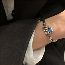 Laden Sie das Bild in den Galerie-Viewer, AMELIA 925  Sterling Silver Square Blue Crystal Charm Bracelets