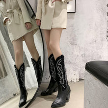 Cargar imagen en el visor de la galería, NOAH Female Embroidery High Heel Knee-High Cowboy Boots