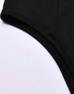 RHONA Sheath Long Puff Sleeve Rompers Bodysuits Square Collar Fashion