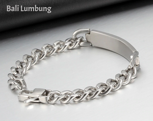 ETHAN Stainless Steel Chain Bracelet Can Custom Personalized Bar - Bali Lumbung
