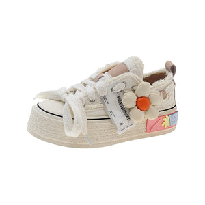 MAGGIE Canvas Platform Sneakers with Flowers - Bali Lumbung