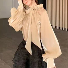 Cargar imagen en el visor de la galería, LEONI Summer Classic Style with Bow and Lantern Long Sleeves Blouses - Bali Lumbung