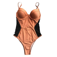 Load image into Gallery viewer, INGA Mesh Patchwork Push Up One Piece Monokini Swimsuit