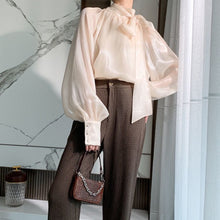 Load image into Gallery viewer, LEONI Summer Classic Style with Bow and Lantern Long Sleeves Blouses - Bali Lumbung