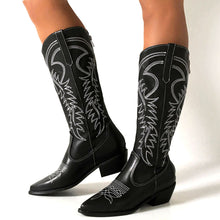 Indlæs billede til gallerivisning NOAH Female Embroidery High Heel Knee-High Cowboy Boots