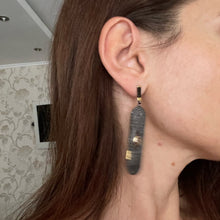 Load image into Gallery viewer, HUMMING Unique Geometrics Two-Tone Long Drop Earrings