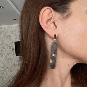 HUMMING Unique Geometrics Two-Tone Long Drop Earrings