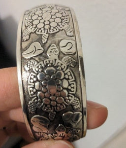 SANA Boho Antique Silver Cuff Bangle Carving Adjustable Bracelets