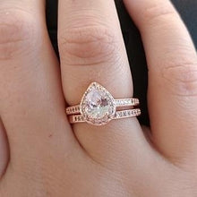 Cargar imagen en el visor de la galería, RUTH #2 Pieces Crystal Ring for Engagement Teardrops Champagne Gemstone Rings - Bali Lumbung