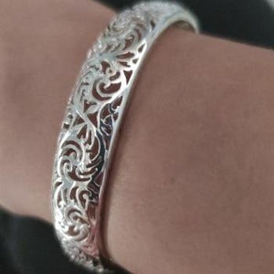 MALIA Silver Hollow Carve Cuff Bangle Adjustable Bracelets