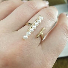 Load image into Gallery viewer, LINEA New Geometric Style Zircon Mixed Simulated Pearl Rings Fashion