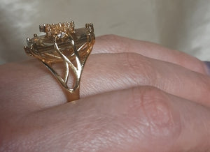 HIJSU  Vintage Peridot Gold Gem Plated Ring