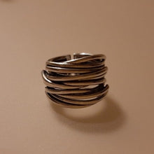 Indlæs billede til gallerivisning AGALIA #1 Irregular Multilayer Minimalist Silver Adjustable Rings