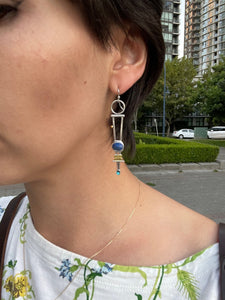 FLO Tribal Turquoises Rhinestone Vintage Long Dangle Earrings