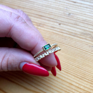 ITSEY Simple Versatile Open Style Green Double-layer Ring