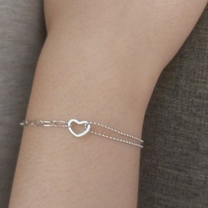 AVA Double Stitching Heart Charm Chain Bracelets - Bali Lumbung