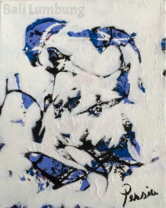 "MODERN BLUES #4" Original Acrylic Painting 8" x 10" (20cm x 25cm) - Bali Lumbung