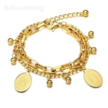 Indlæs billede til gallerivisning MARIA 3-Gold Color Bead Virgin Mary Bracelets - Bali Lumbung