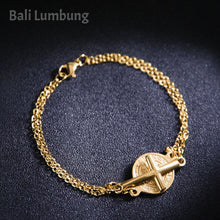 Cargar imagen en el visor de la galería, St Benedict 2-Medal Cross Charm Gold/Silver Multi Layer Bracelet - Bali Lumbung