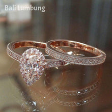Laden Sie das Bild in den Galerie-Viewer, RUTH #2 Pieces Crystal Ring for Engagement Teardrops Champagne Gemstone Rings - Bali Lumbung