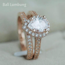 Indlæs billede til gallerivisning RUTH #2 Pieces Crystal Ring for Engagement Teardrops Champagne Gemstone Rings - Bali Lumbung