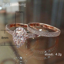 Load image into Gallery viewer, RUTH #2 Pieces Crystal Ring for Engagement Teardrops Champagne Gemstone Rings - Bali Lumbung