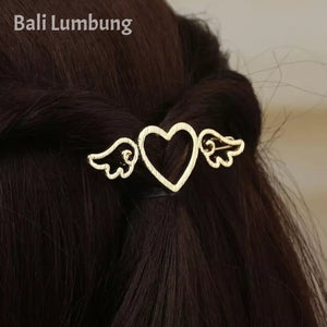 ATIYA  Angel Wings Heart Shape Barrette Hair Clip - Bali Lumbung