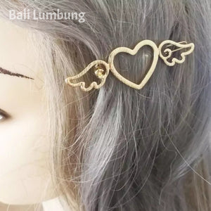 ATIYA  Angel Wings Heart Shape Barrette Hair Clip - Bali Lumbung