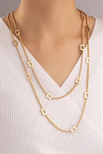 Indlæs billede til gallerivisning BETH Classic Two Layered Gold Color Plating Hollow Square Pendant Long Necklaces