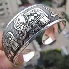 Indlæs billede til gallerivisning SANA Boho Antique Silver Cuff Bangle Carving Adjustable Bracelets