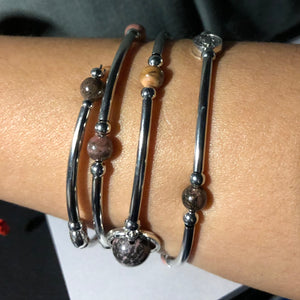 MALIKA 4 Layer Boho Natural Stone Beads Bangle Wrap Around Bracelets