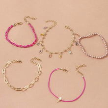 Load image into Gallery viewer, LILAC 5 Pieces Colorful Crystal Stone Charm Anklets - Bali Lumbung