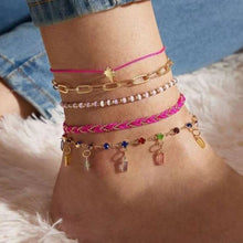 Laden Sie das Bild in den Galerie-Viewer, LILAC 5 Pieces Colorful Crystal Stone Charm Anklets - Bali Lumbung