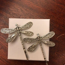 Indlæs billede til gallerivisning POLLY Elegant Vintage Silver Dragonfly Hairpins - Bali Lumbung