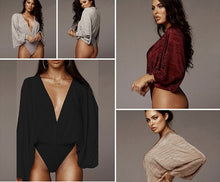 Load image into Gallery viewer, SIBYL Deep V-Neck Women Bodysuit with Long Sleeve