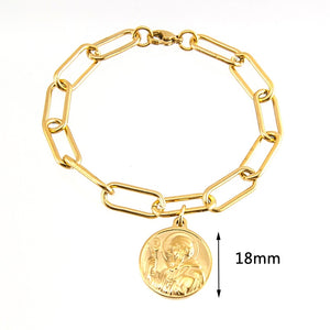 St Benedict #1 Vintage Gold Medal Charm Bracelet Women - Bali Lumbung