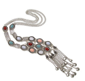 ANNA Silver Tassel Pendant Necklace Women - Bali Lumbung