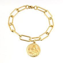 Cargar imagen en el visor de la galería, St Benedict #1 Vintage Gold Medal Charm Bracelet Women - Bali Lumbung