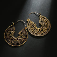 Load image into Gallery viewer, OILA #1 Vintage Antique Gold or Silver or Black Metal Hoop Earrings - Bali Lumbung