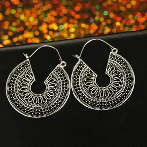 OILA #1 Vintage Antique Gold or Silver or Black Metal Hoop Earrings - Bali Lumbung