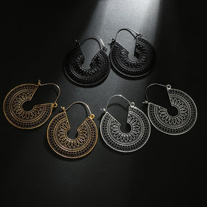 OILA #1 Vintage Antique Gold or Silver or Black Metal Hoop Earrings - Bali Lumbung