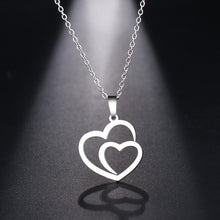 Load image into Gallery viewer, TITIA Double Heart Hollow Pendant Necklaces - Bali Lumbung